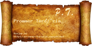 Prommer Terézia névjegykártya